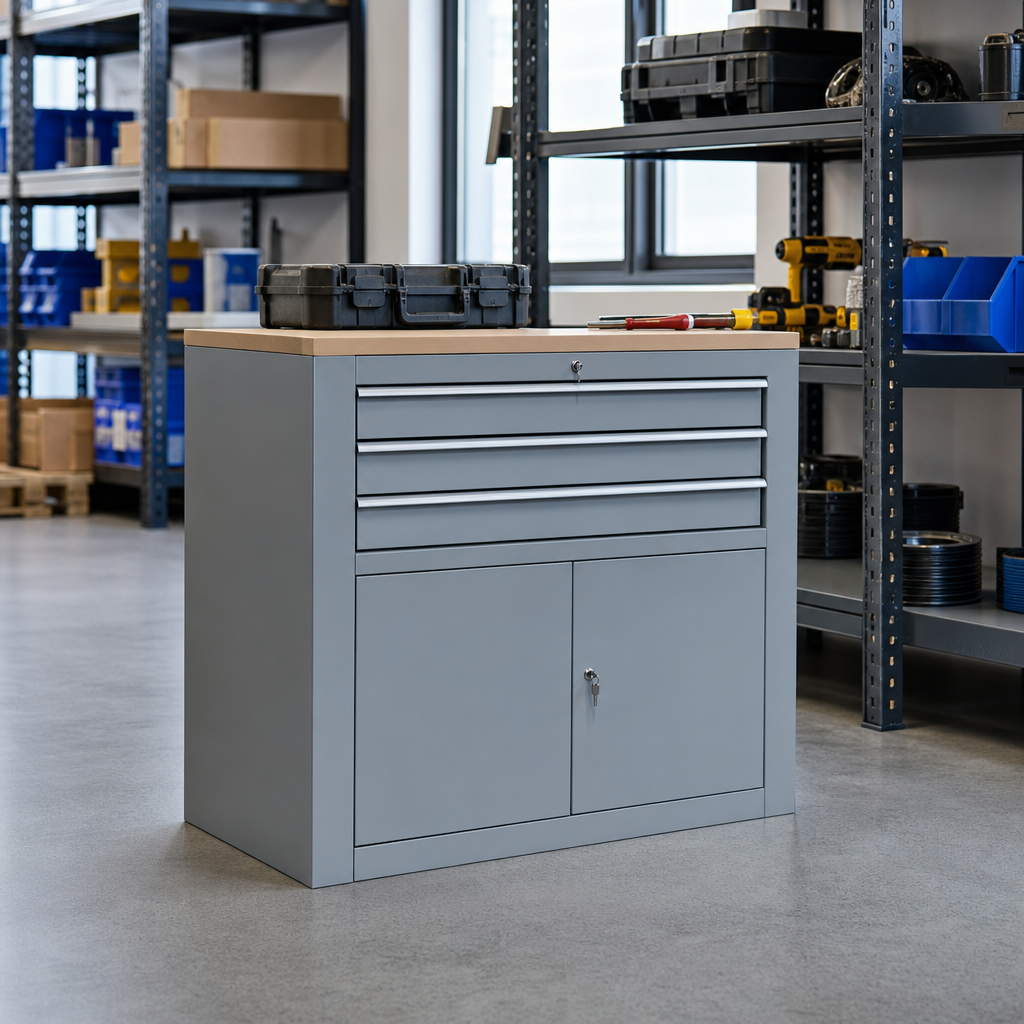 Steel Tool Cupboard With 1 to 4 Drawers and Cupboard Storage