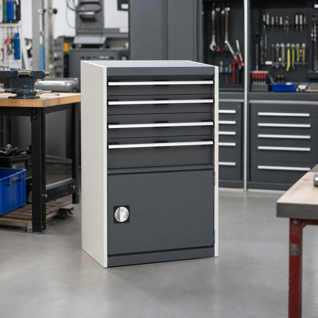 Steel Tool Cupboard With 1 to 4 Drawers and Cupboard Storage