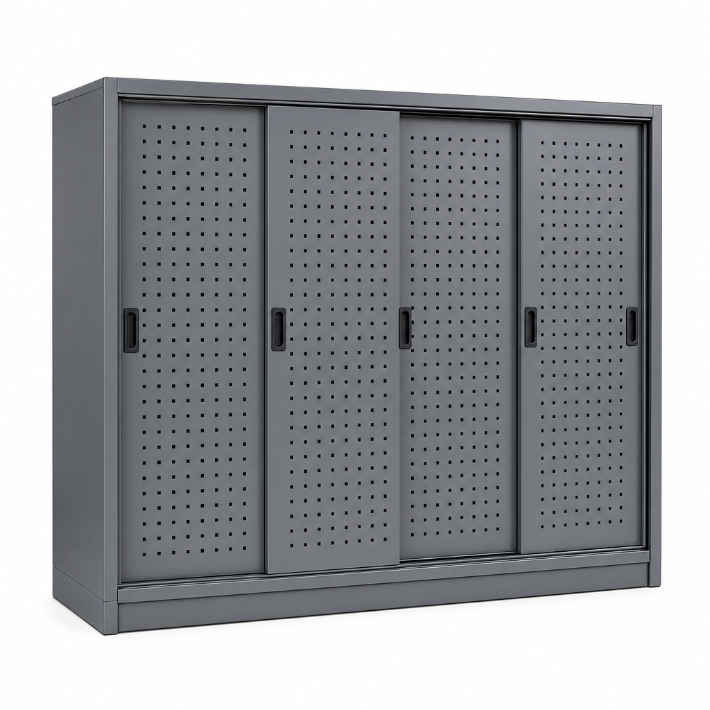 Steel Tool Cupboard with Four Sliding Perforated Panels