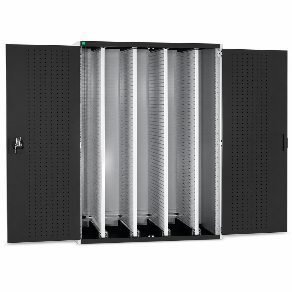 Steel Tool Cupboard with Four Sliding Perforated Panels