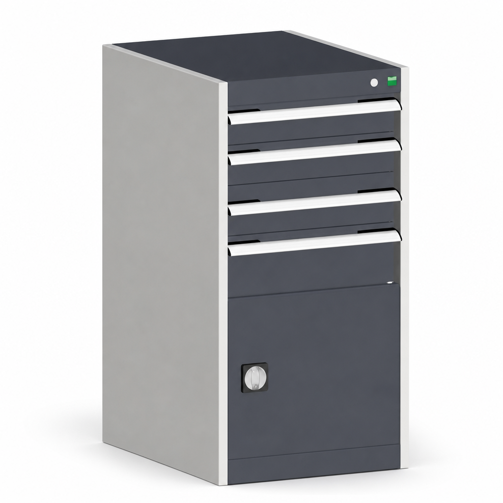 Steel Tool Cupboard with Perforated Door, Shelf and 4 Drawers