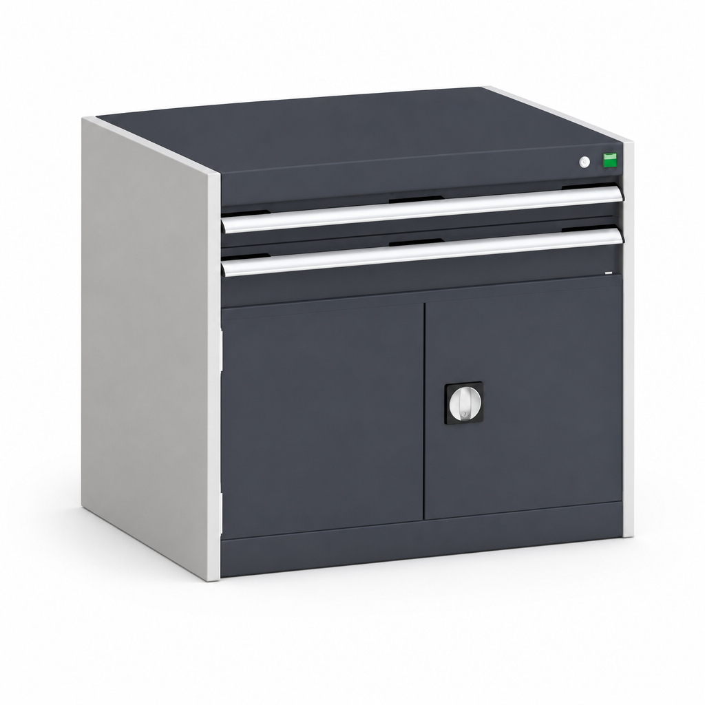 Steel Tool Cupboard with Perforated Doors, Shelf and 2 Drawers