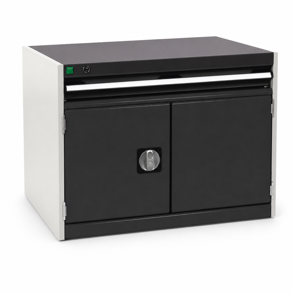 Steel Tool Cupboard with Perforated Doors, Shelf and Drawer 600x800x750mm