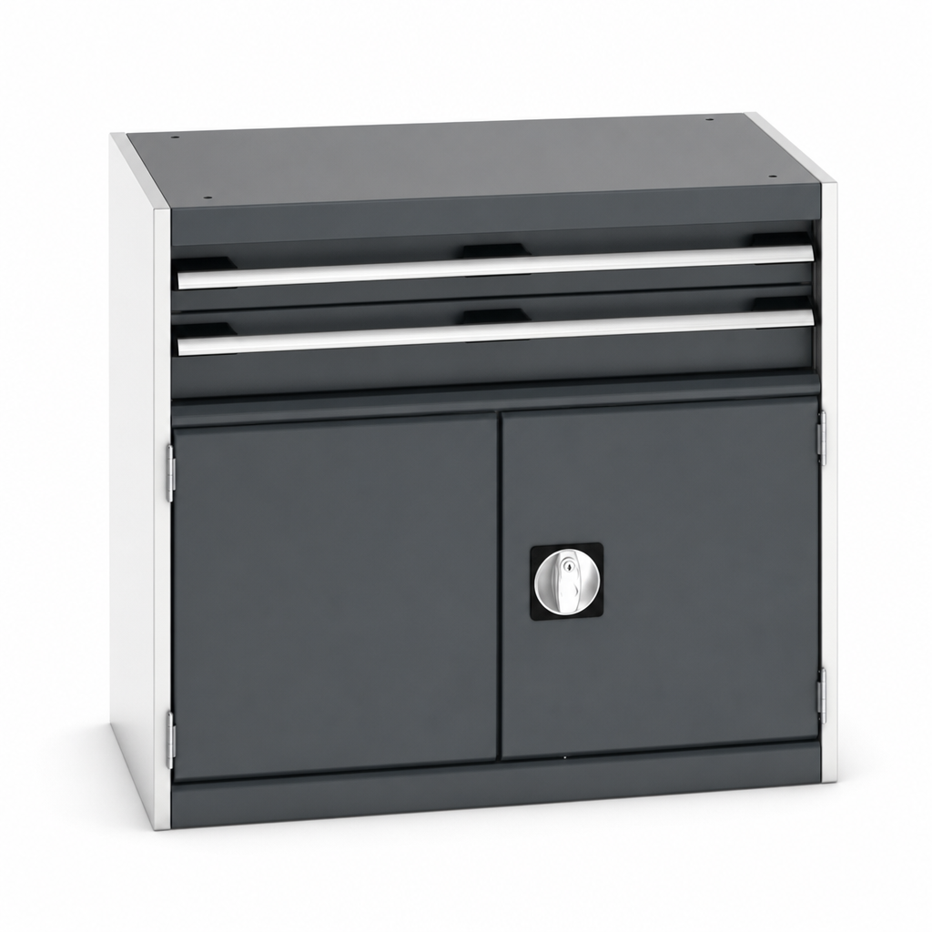 Steel Tool Cupboard with Perforated Doors, Shelf and Drawers
