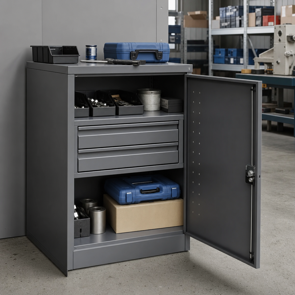 Steel Tool Cupboard with Shelf and 2 Drawers 800x800x550mm