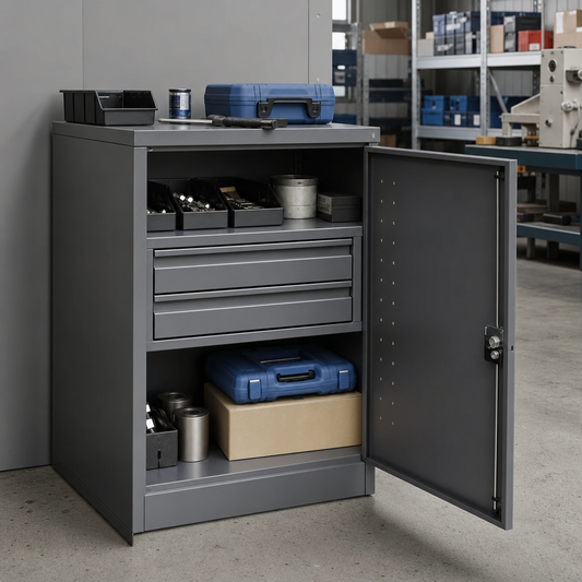 Steel Tool Cupboard with Shelf and 2 Drawers 800x800x550mm