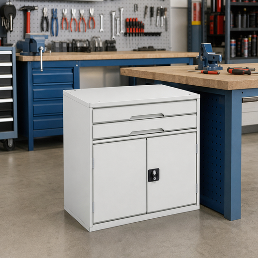 Steel Tool Cupboard with Shelf and 2 Drawers 800x800x550mm