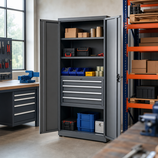 Steel Tool Cupboards with Shelves and Drawers 1000x1300x550mm