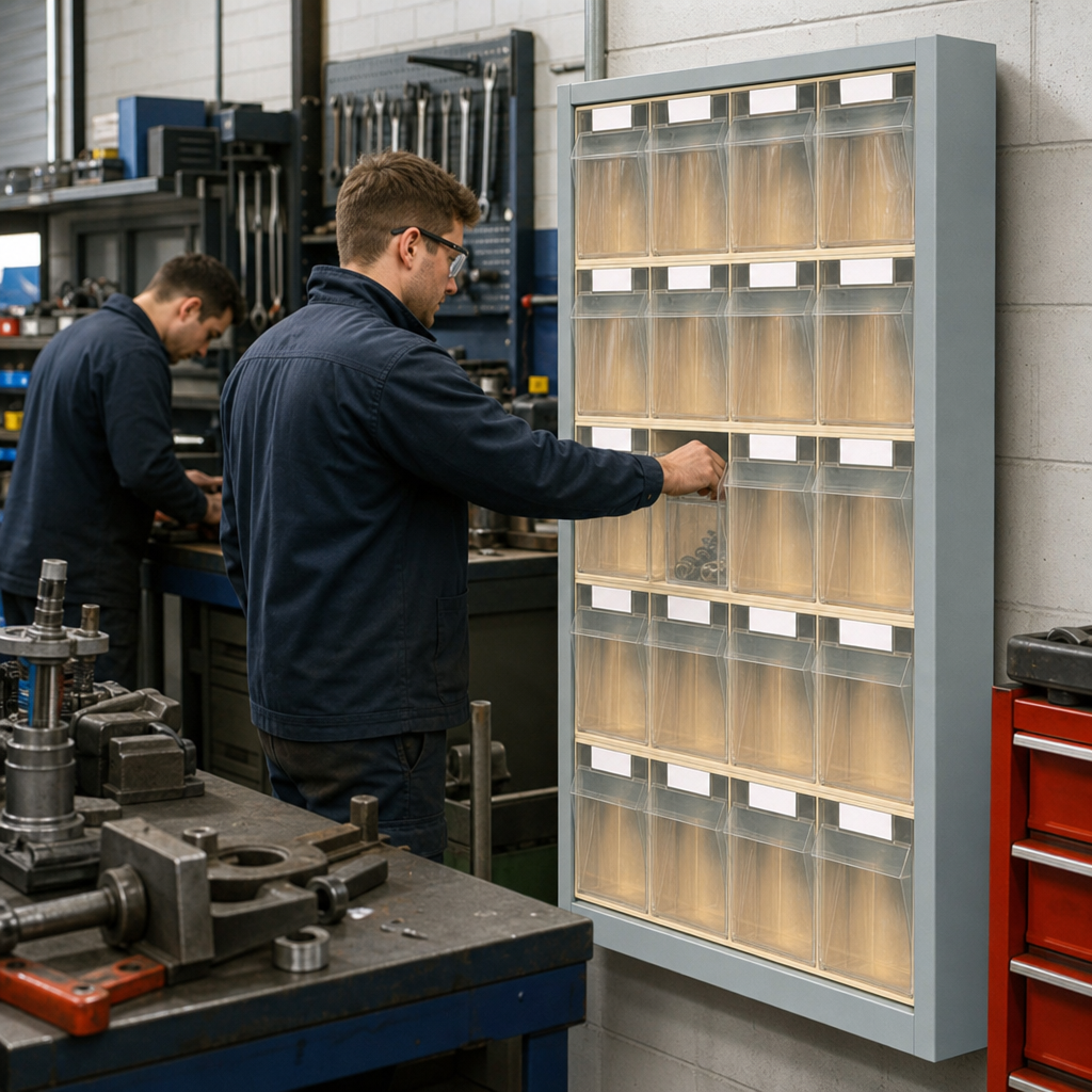 Steel Tool Storage Cabinet with Bins and Drawers