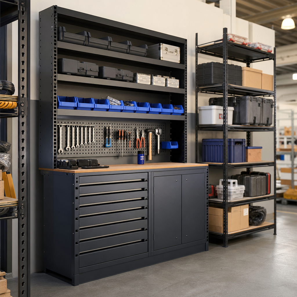 Steel Tool Storage Cabinet with Drawers and Louvre Panels 2000x1300mm