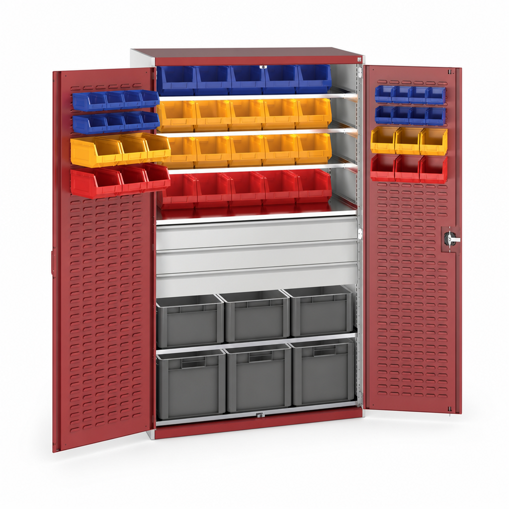 Steel Tool Storage Cabinet with Drawers and Louvre Panels 2000x1300mm