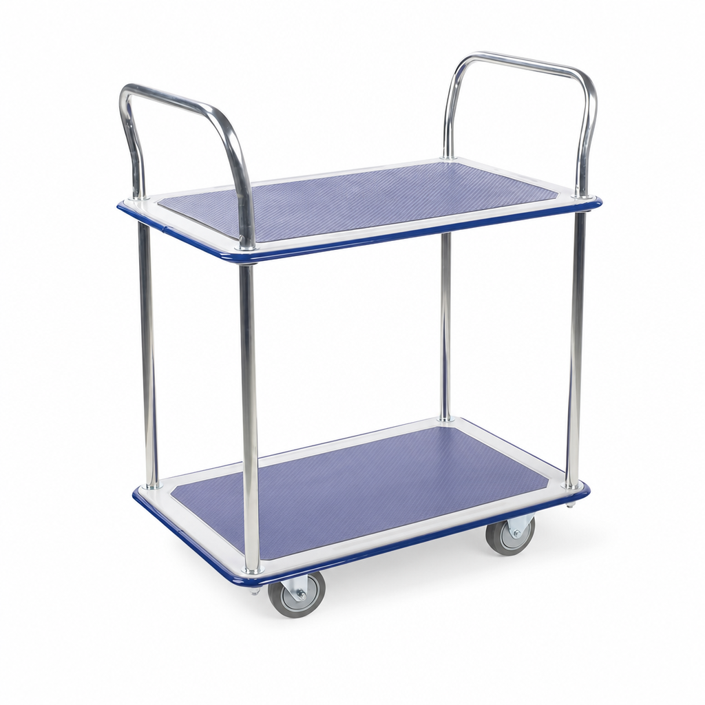 Steel Tray Trolley with Two Anti-Slip Shelves 200kg Capacity