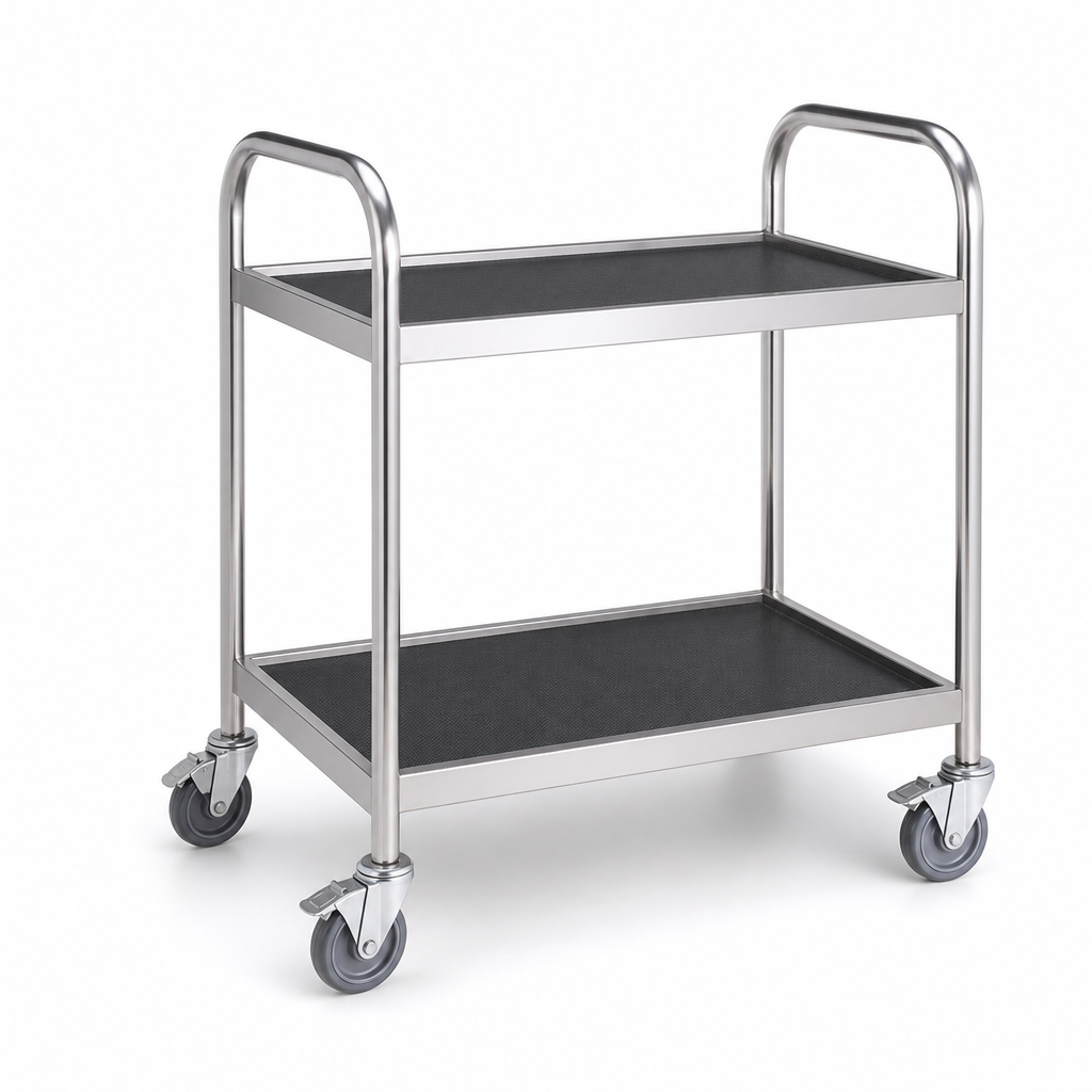 Steel Tray Trolley with Two Anti-Slip Shelves 200kg Capacity