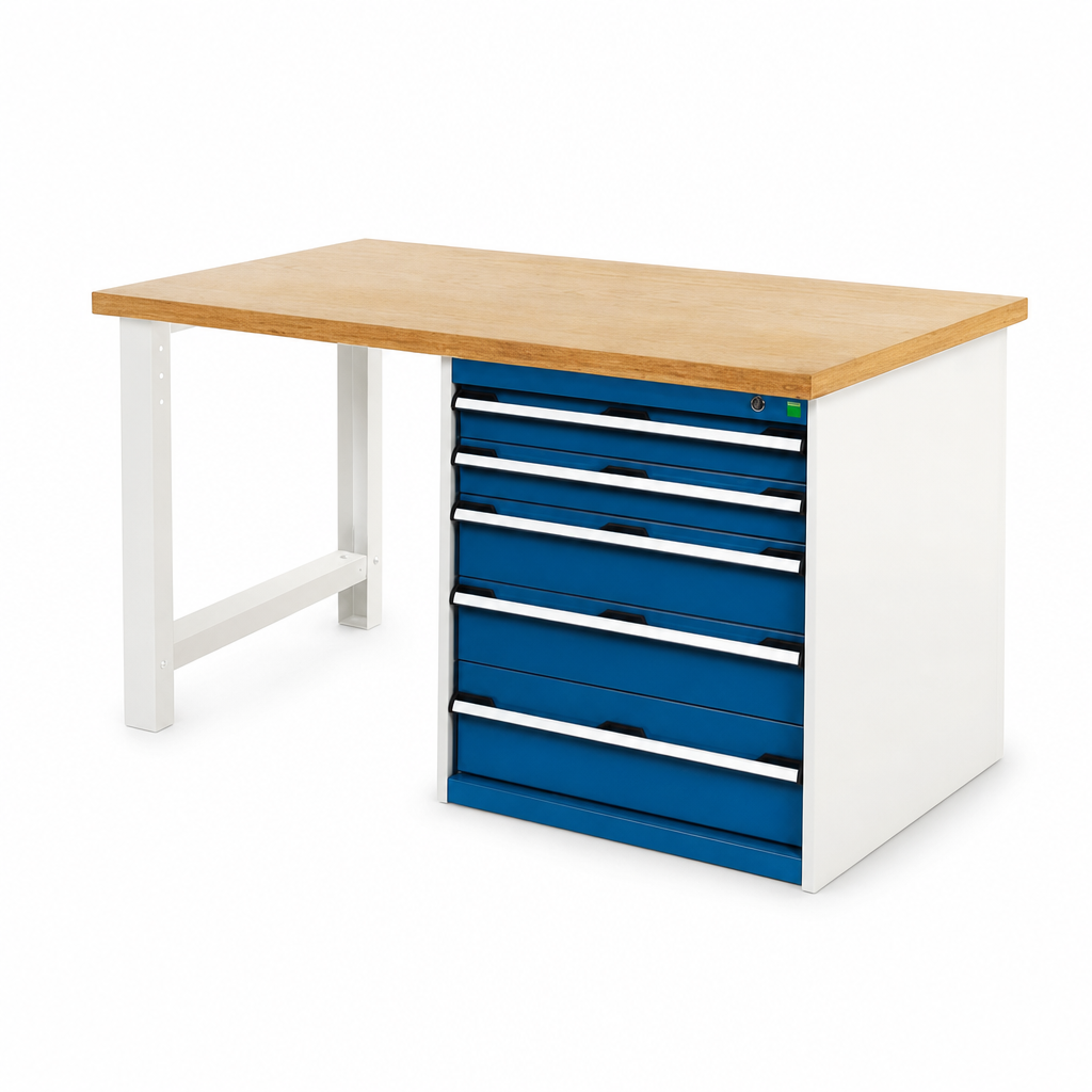 Steel Workbench with 5 Drawers and MPX Worktop