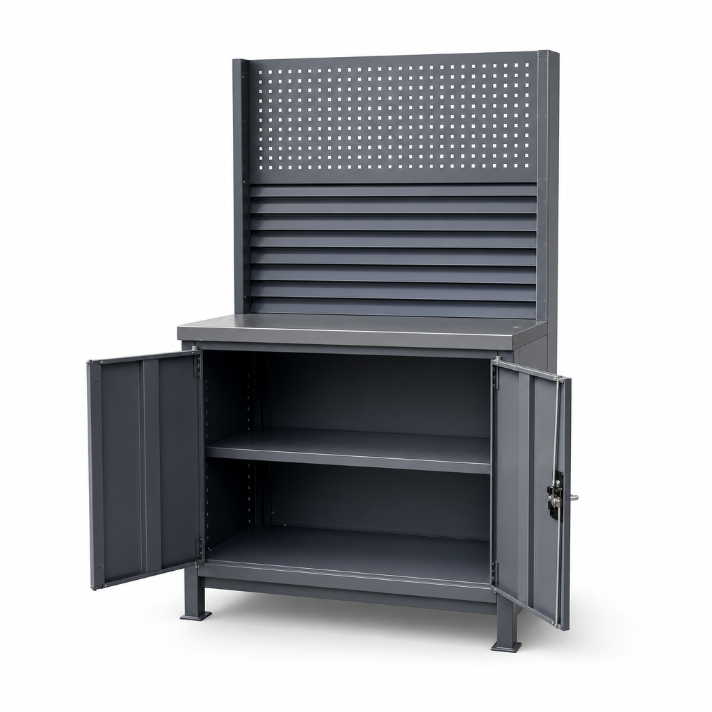 Steel Workshop Cupboard with Perforated and Louvre Back Panel