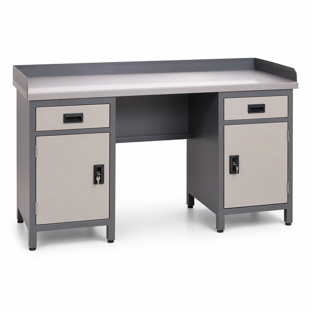 Steel Workshop Dispatch Desks with Lockable Cupboard Storage