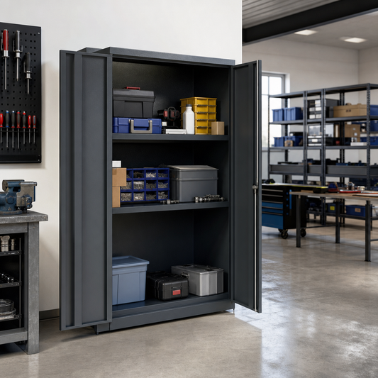 Tall 2-Shelf Workshop Tool Storage Cupboard 2000x1050x650mm