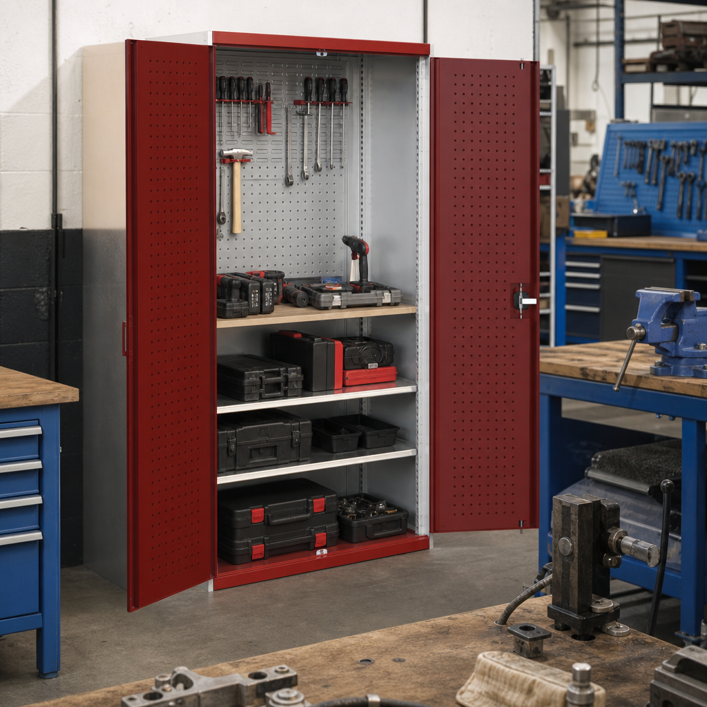 Tall 2-Shelf Workshop Tool Storage Cupboard 2000x1050x650mm