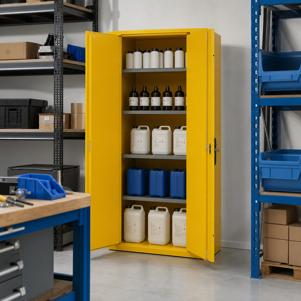 Tall Acid and Alkali Storage Cabinet with Double Doors