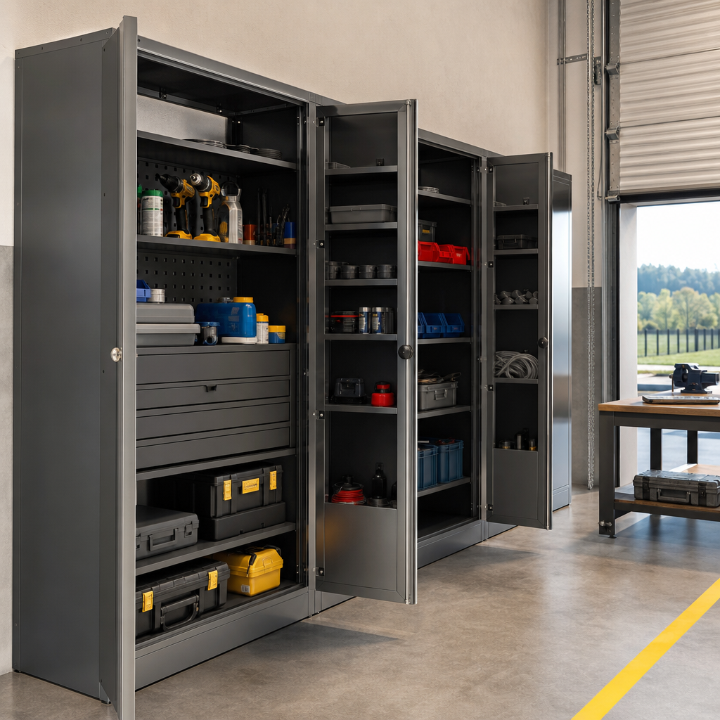 Tall Kitted Tool Cupboards with Shelves and Drawers 2000h