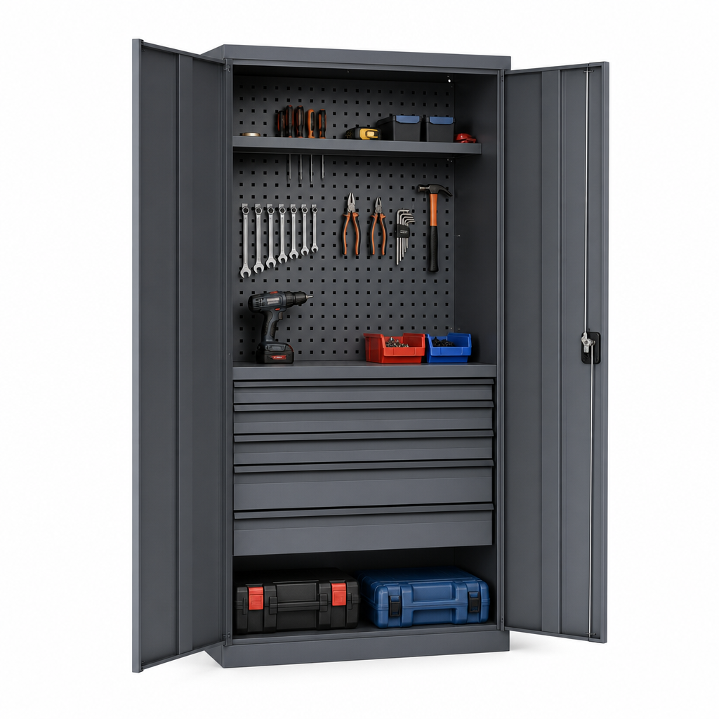 Tall Kitted Tool Cupboards with Shelves and Drawers 2000h