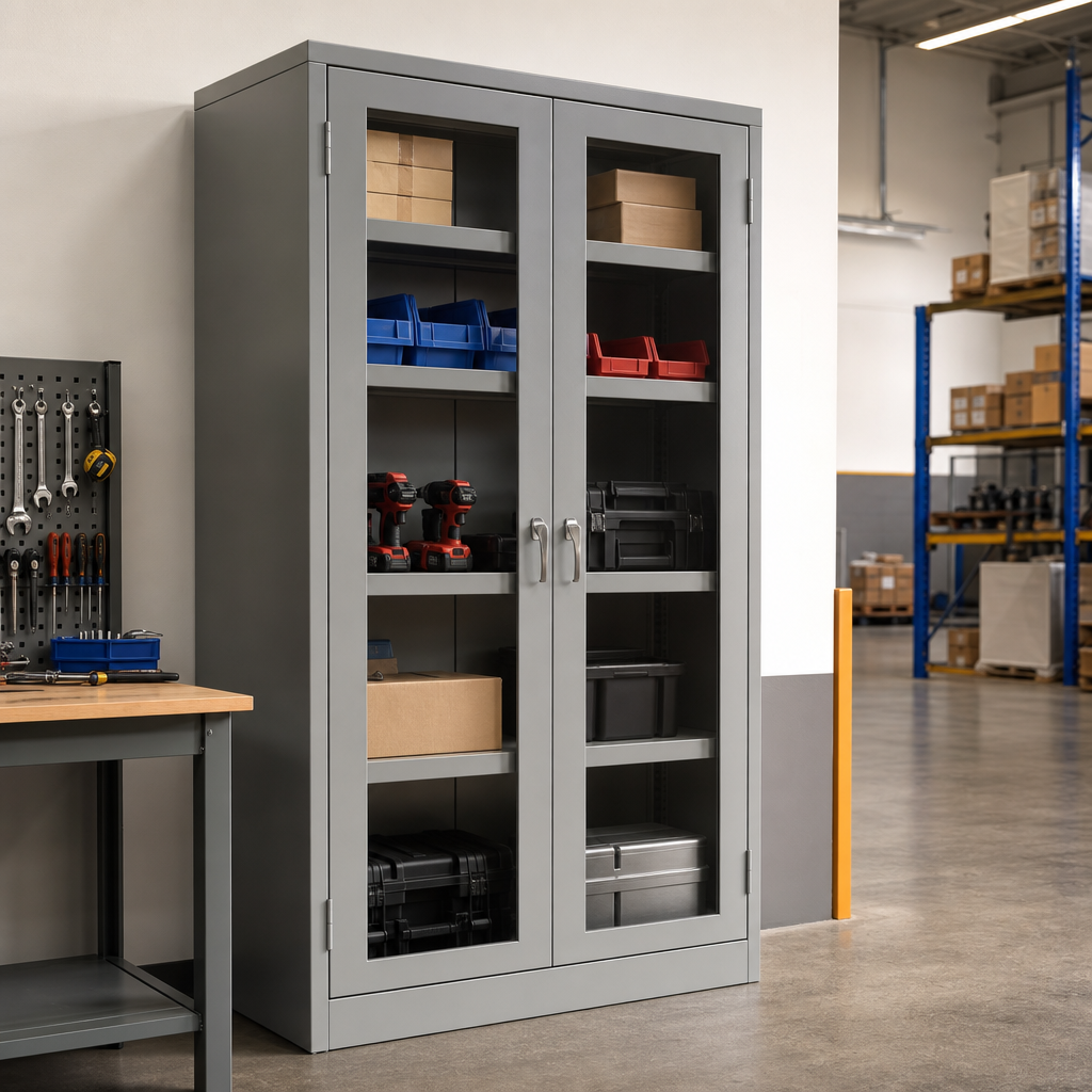 Tall Metal Cabinet with Vision Doors 2000 x 1300mm