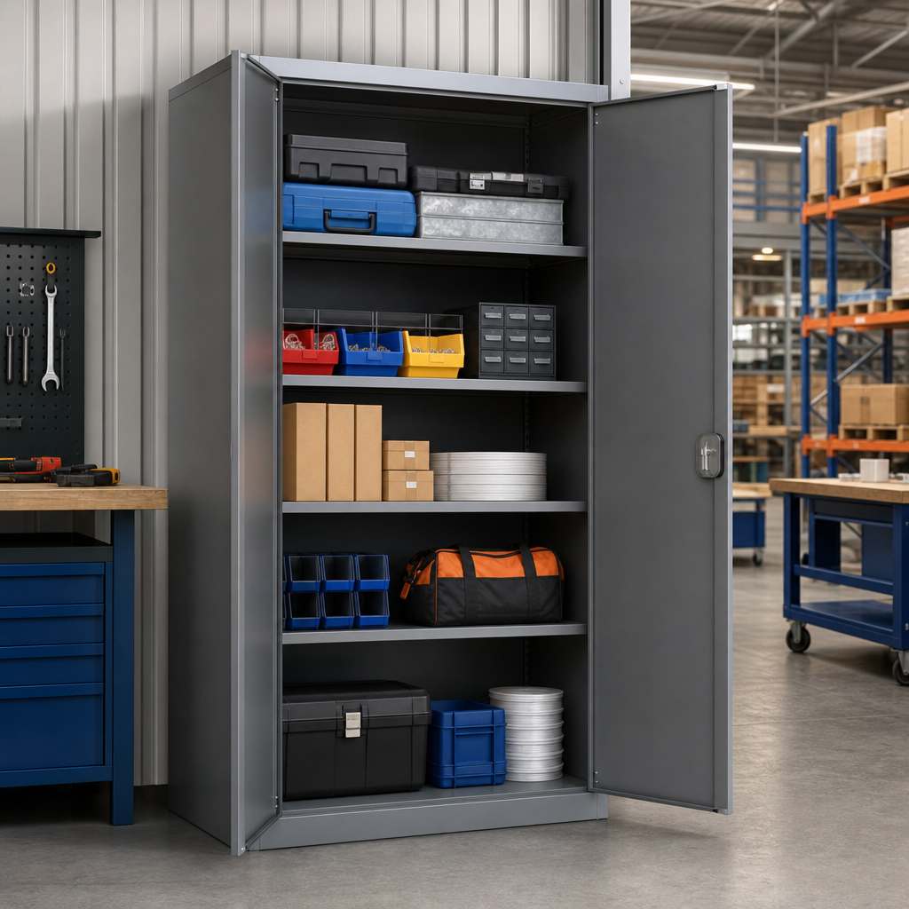 Tall Metal Cupboard with Adjustable Shelves