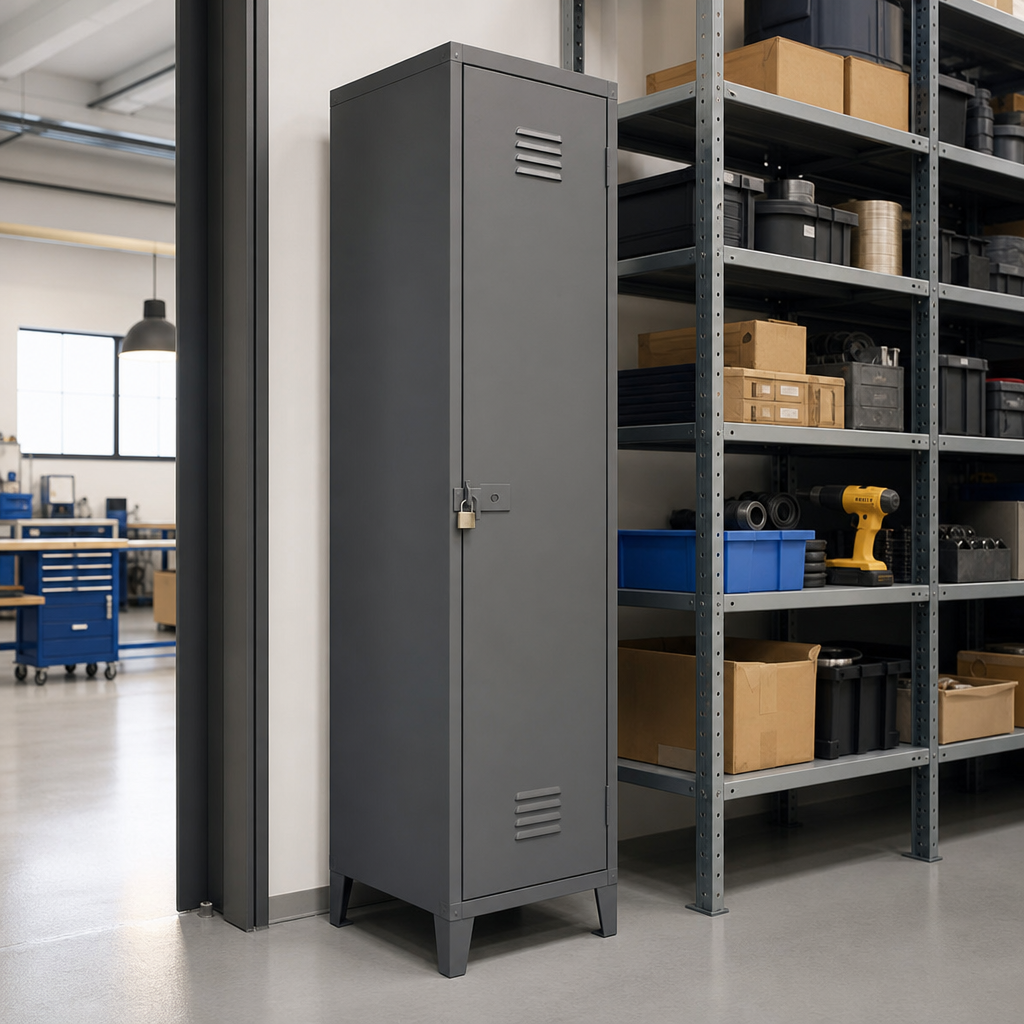 Tall Metal Locker on Feet with Hasp Lock