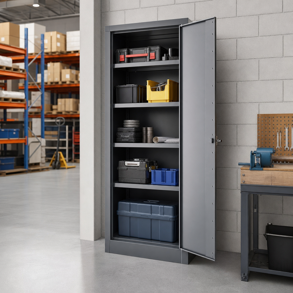 Tall Metal Storage Cupboard with 4 Shelves 2000 x 800mm