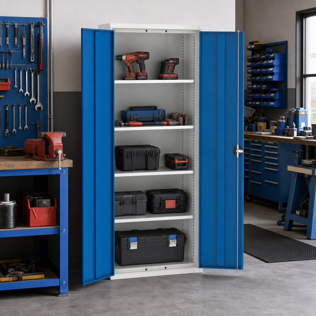 Tall Metal Storage Cupboard with 4 Shelves 2000 x 800mm