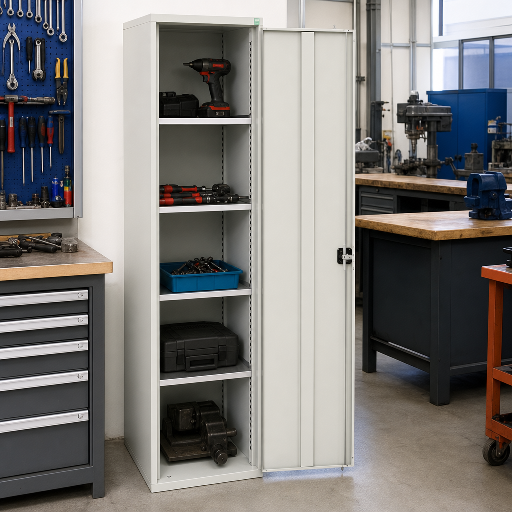 Tall Metal Storage Cupboard with 4 Shelves 2000x525x550mm