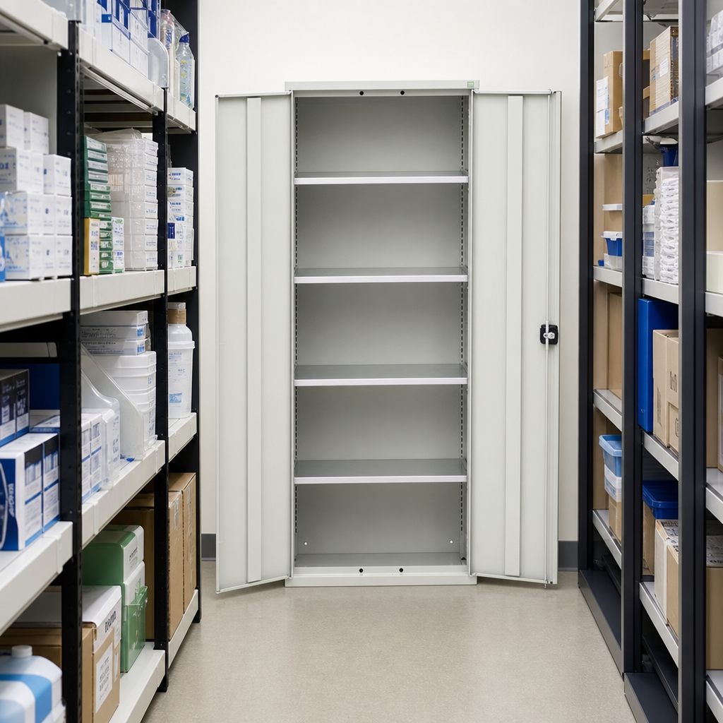 Tall Metal Storage Cupboard with Adjustable Shelves 2000x800x350mm