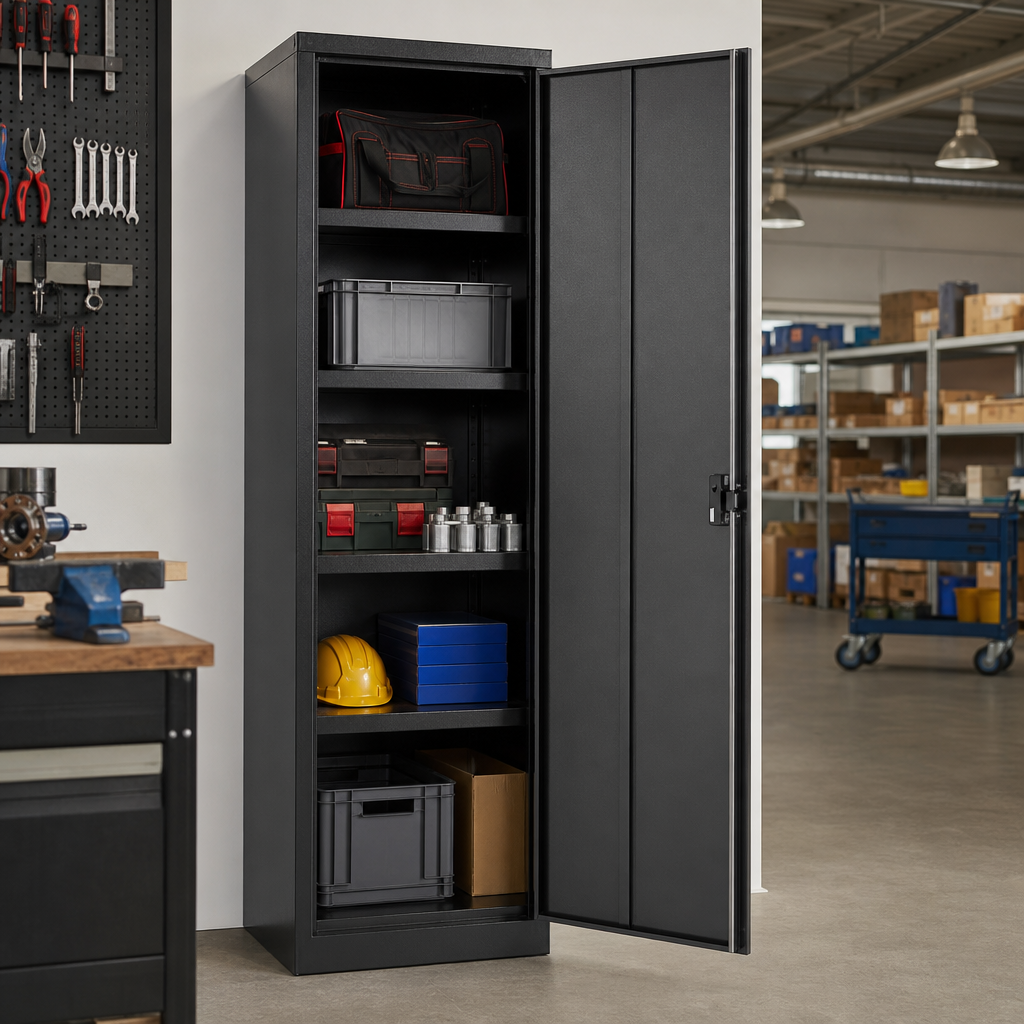 Tall Metal Storage Cupboard with Adjustable Shelves 2000x800x350mm