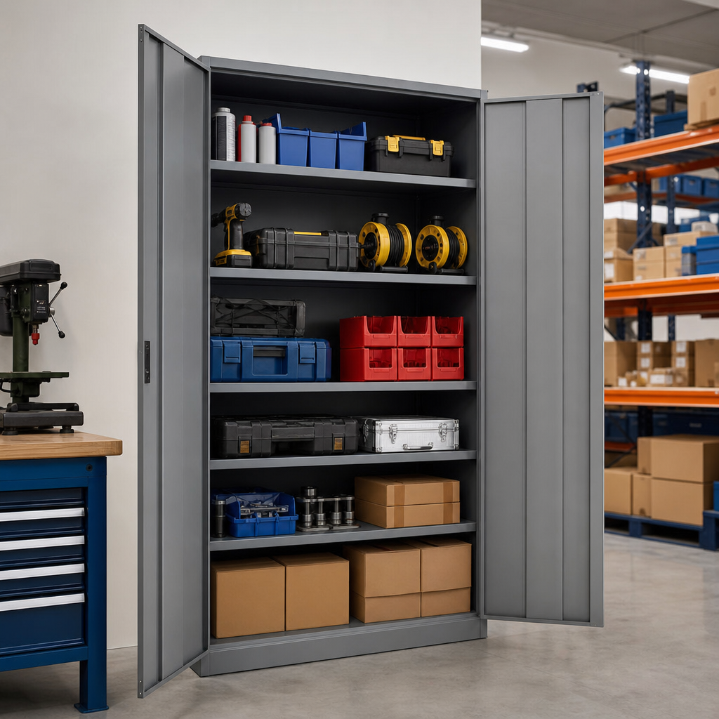 Tall Metal Storage Cupboard with Shelves 2000 x 1050mm