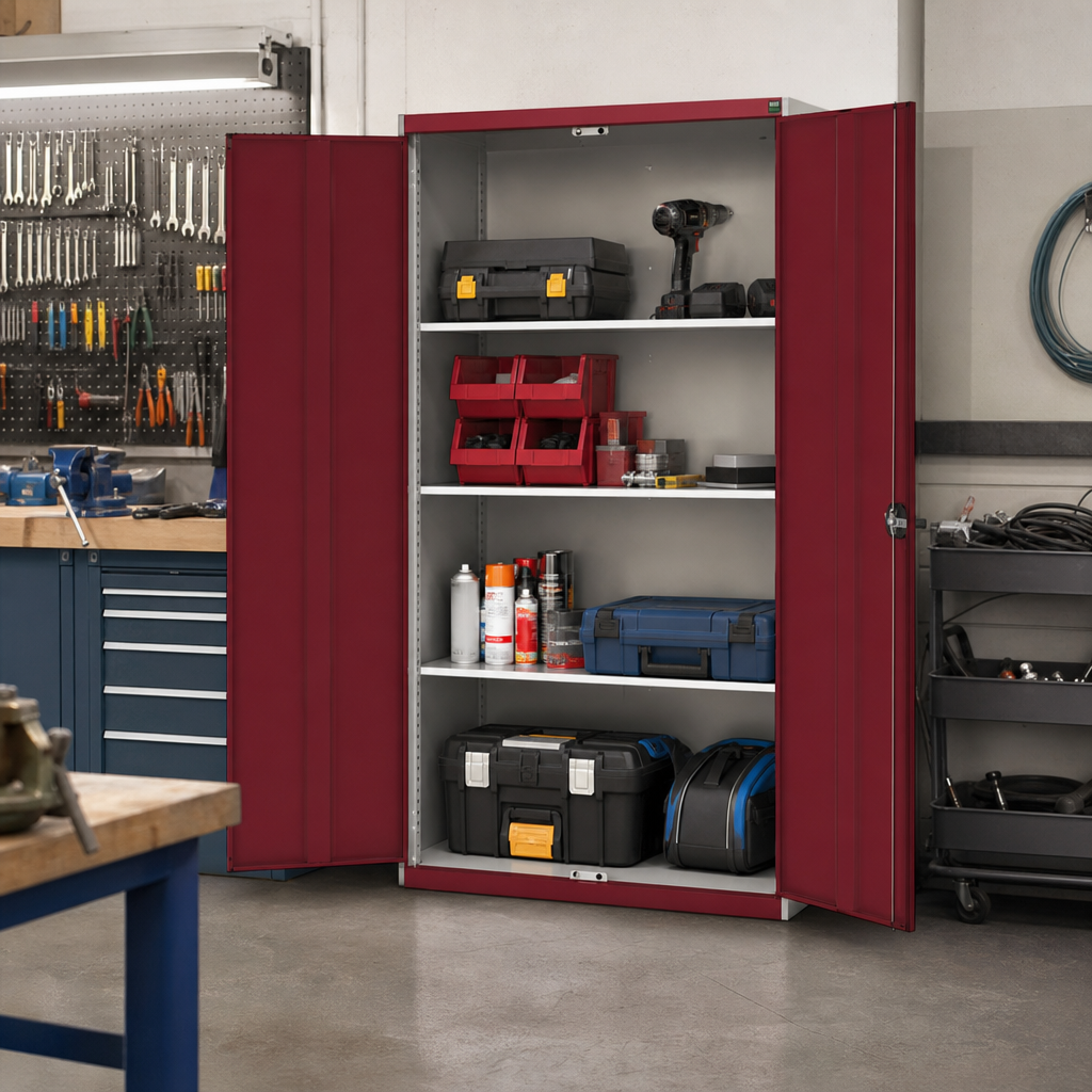 Tall Metal Storage Cupboard with Shelves 2000 x 1050mm