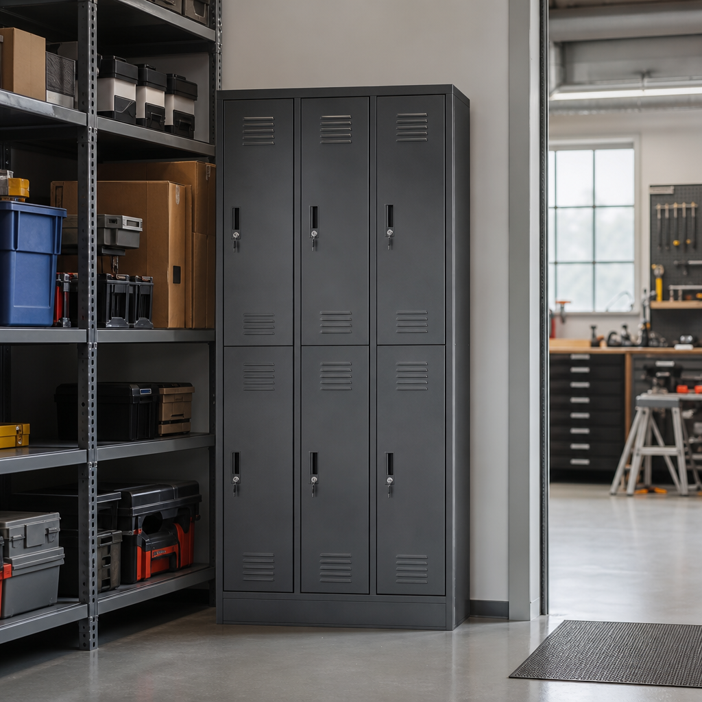 Tall Metal Storage Locker Unit with 6 Doors - 1800mm High
