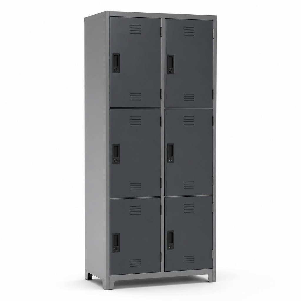 Tall Metal Storage Locker Unit with 6 Doors - 1800mm High