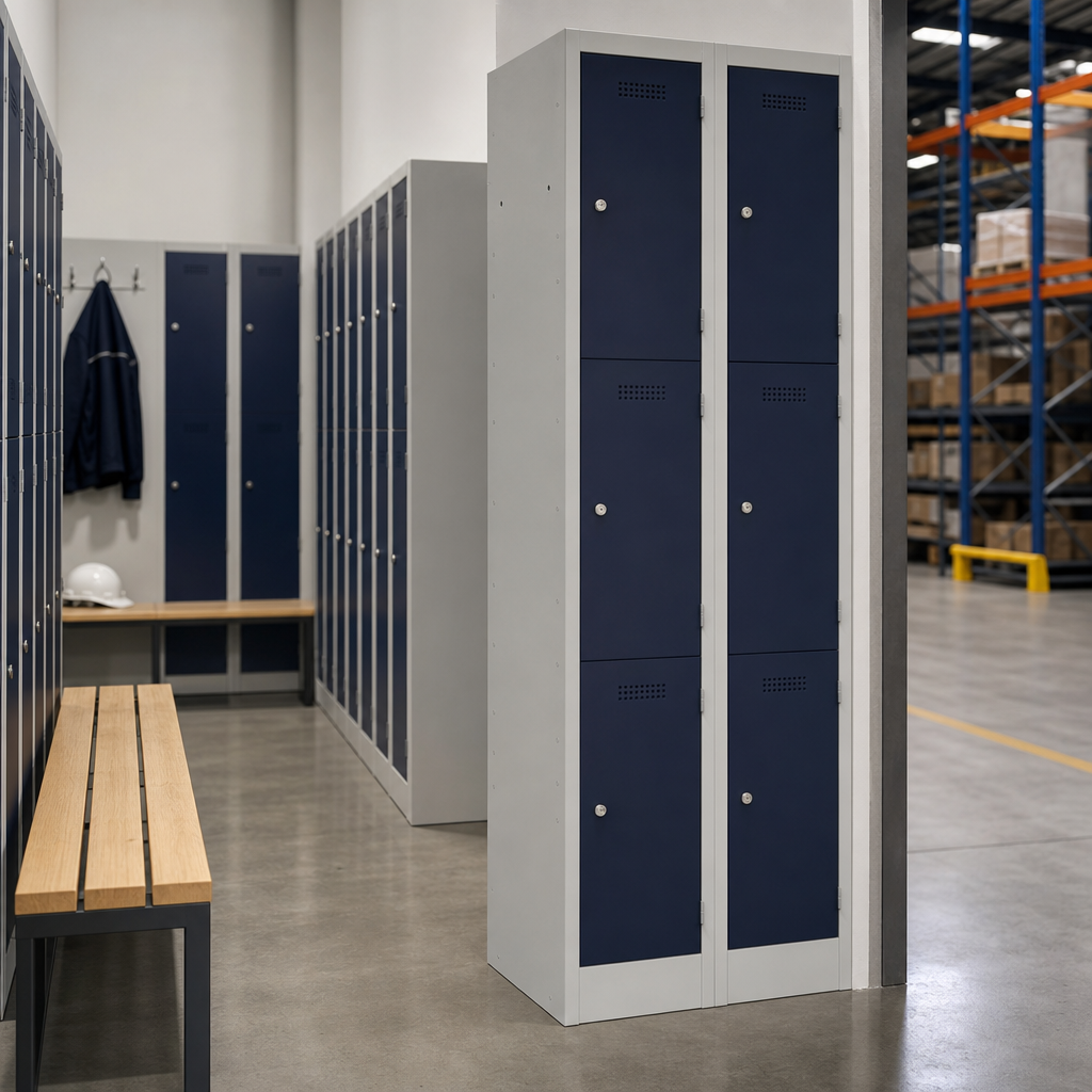 Tall Metal Storage Lockers with 3 Doors and 2–4 Columns