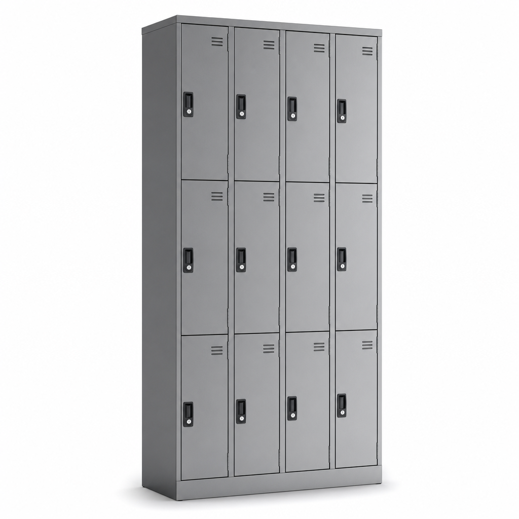 Tall Metal Storage Lockers with 3 Doors and 2–4 Columns