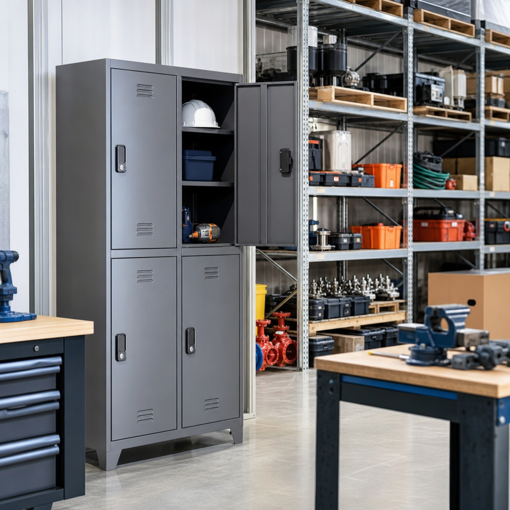 Tall Metal Storage Lockers with 4 Compartments 1800mm High