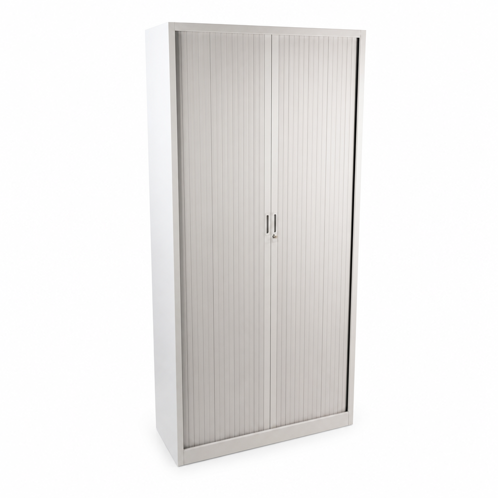 Tall Metal Tambour Door Cupboard with 4 Shelves 1950x1000mm