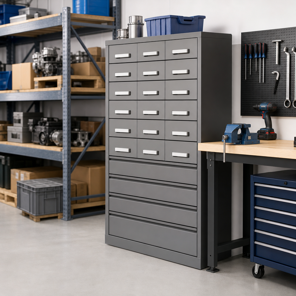 Tall Multi Drawer Mini Workshop Cupboard 2000x1050mm
