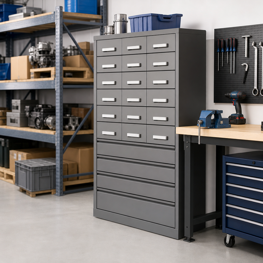 Tall Multi Drawer Mini Workshop Cupboard 2000x1050mm