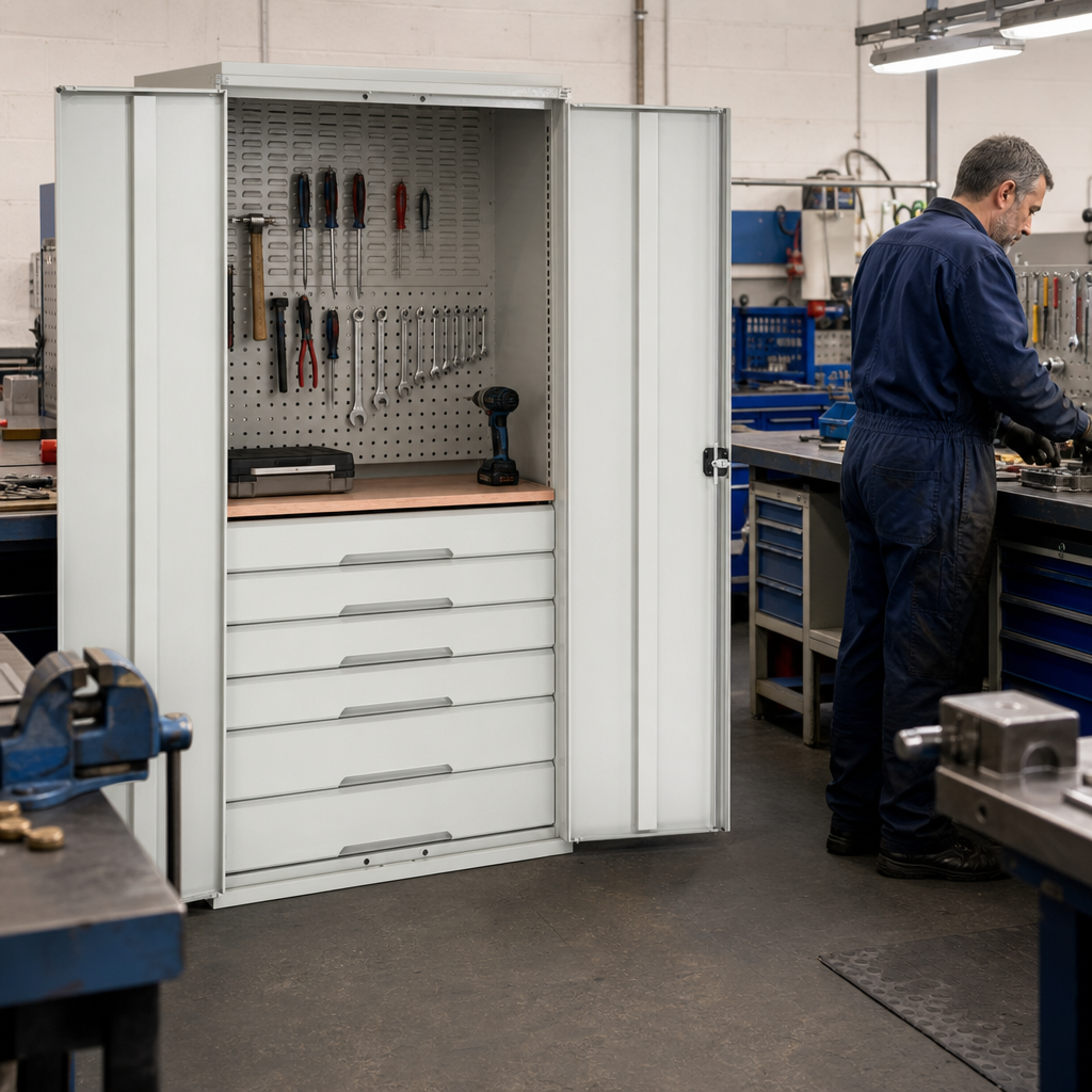 Tall Multi Drawer Mini Workshop Cupboard 2000x1050mm
