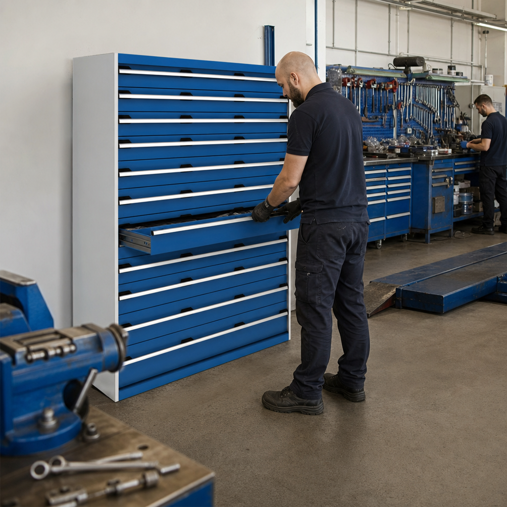 Tall Multi Drawer Tool Storage Cabinet 1600x1300x650mm