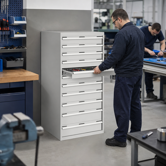 Tall Multi Drawer Tool Storage Cabinet 1600x800x650mm