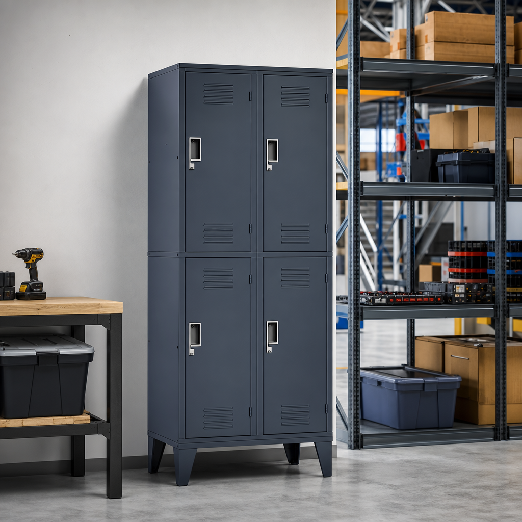 Tall Nestable Metal Storage Lockers with 4 Doors