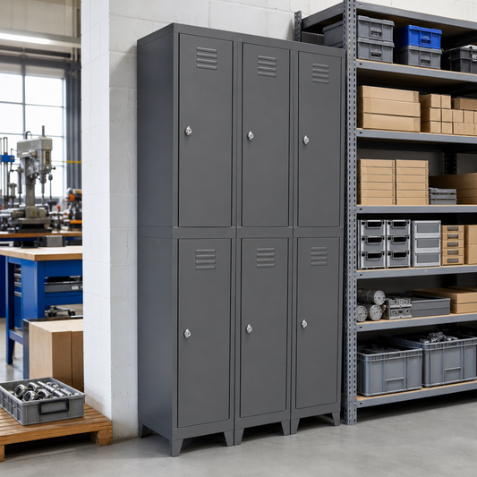 Tall Nestable Metal Storage Lockers with 6 Doors, 1800mm High
