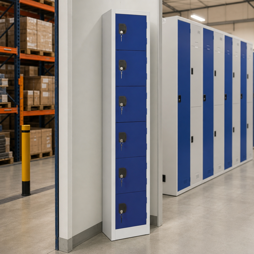 Tall Nestable Metal Storage Lockers with 6 Doors, 1800mm High