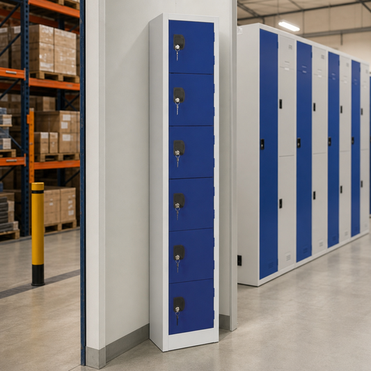 Tall Nestable Metal Storage Lockers with 6 Doors, 1800mm High